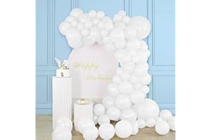 ASIYUHY White Balloons Different Sizes - 100Pcs White Balloons Garland Arch Kit 5/10/12/18 Inch Matte White Latex Balloons Romantic Balloon Party Decorations for Birthday Wedding Anniversary Decoration