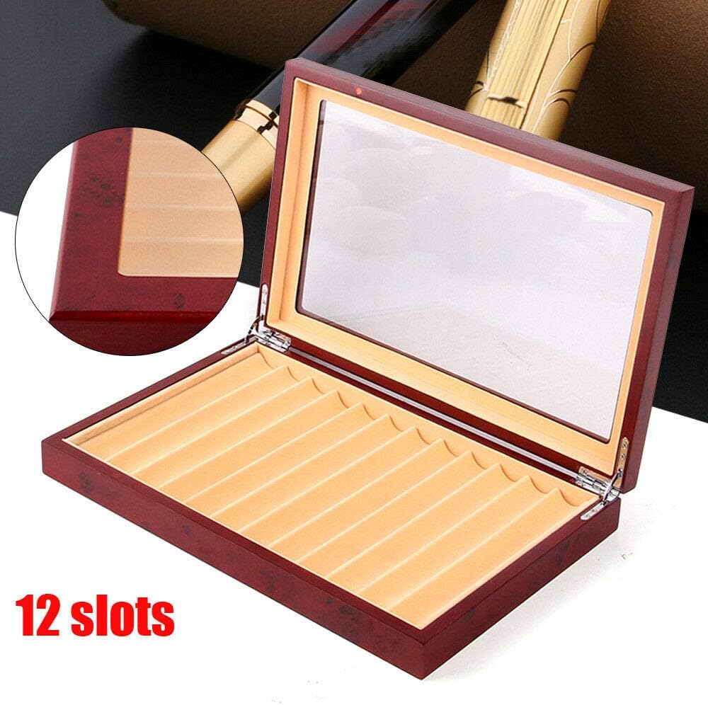 Wood Pen Display Box Organizer Box,Glass Pen Display Case