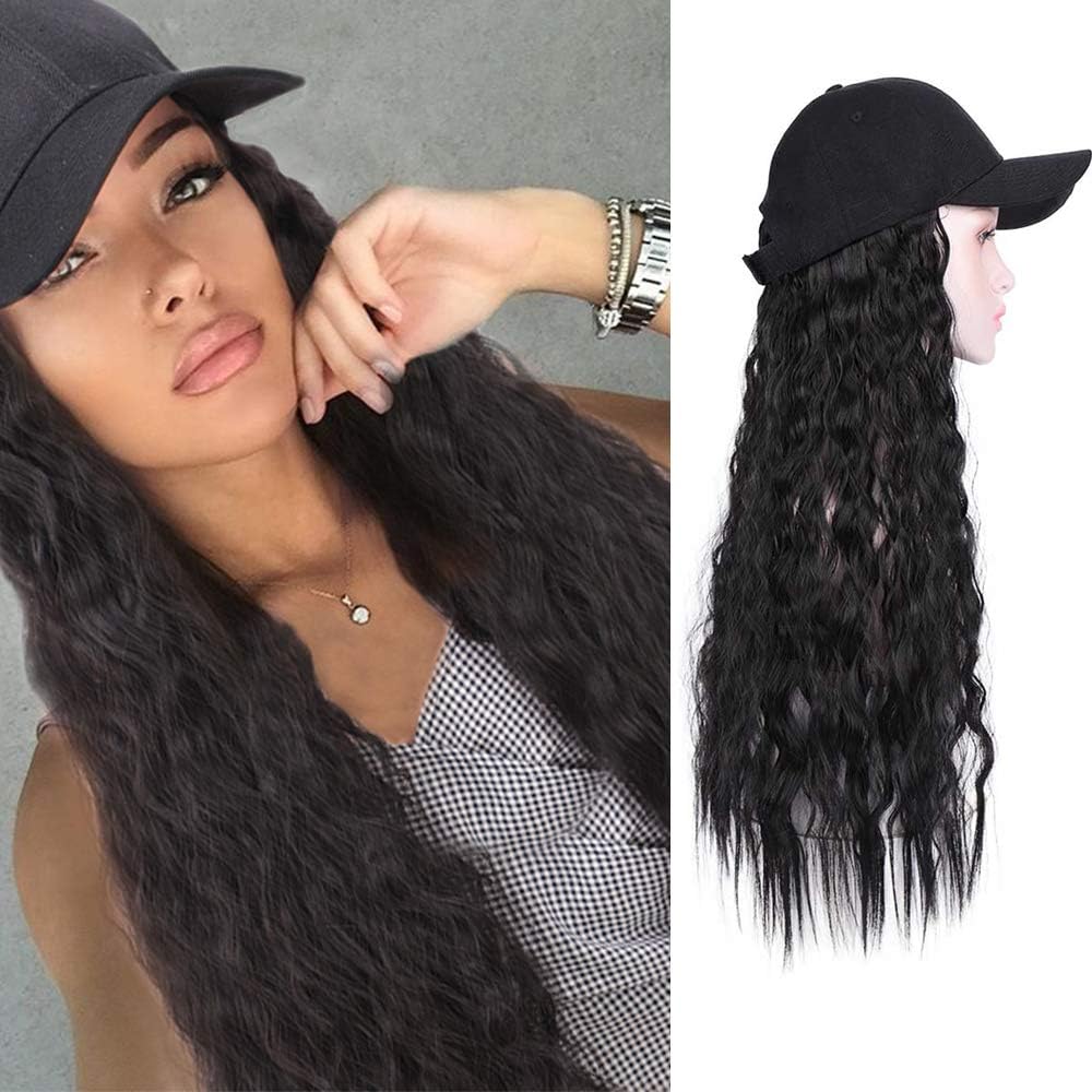DIFEI Outdoor Hat Wig Patients Hat with Hair for Women Chemical Treatment Baseball Cap Hat with Wig Attached Synthetic Hair Wig (Cap Wig)