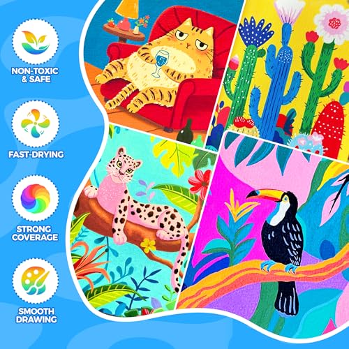 WINSONS 120 Colors Colouring Pens, Acrylic Paint Pens, Dual Brush Tip, Non-Toxic, Waterproof, Drawing Markers with Storage Case, Replaceble Nibs