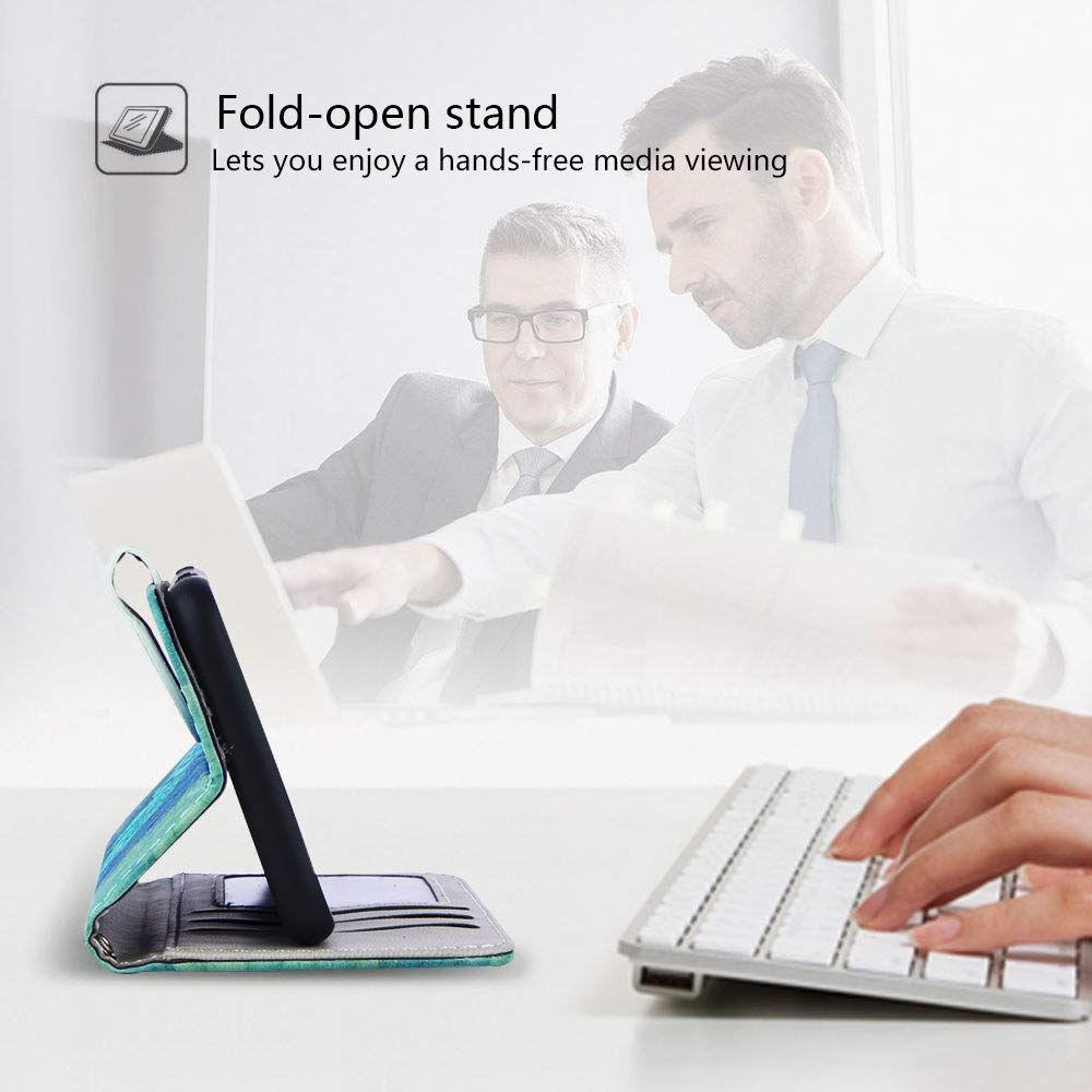 Urbeutyke Huawei Mate 20 Wallet Case, Huawei Mate 20 Case, Premium PU Leather Flip Folio Case Cover with Wrist Strap, Card Holder, Cash Pocket, Kickstand for Huawei Mate 20 - Green Peacock