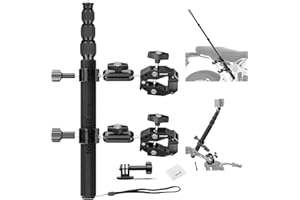 NEEWER Motorcycle Camera Mount Kit, Bicycle Handlebar Invisible Selfie Stick, 360° Ball Heads, Super Clamps & Cleaning Cloth,