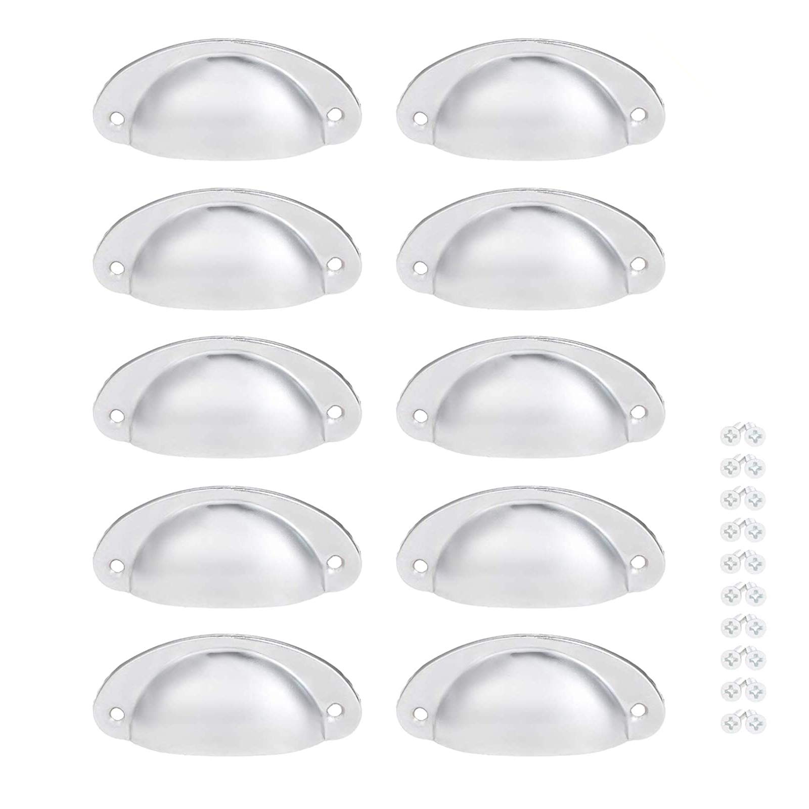 Yetaha 10 x Drawer Shell Pull Handles Cabinet Cup Pull Handle 82x35mm Drawer Shell Pull Handles, Vintage Antique Kitchen Cupboard Pulls Furniture Knob Suitable for Drawer Dresser Door, Silver — image 1