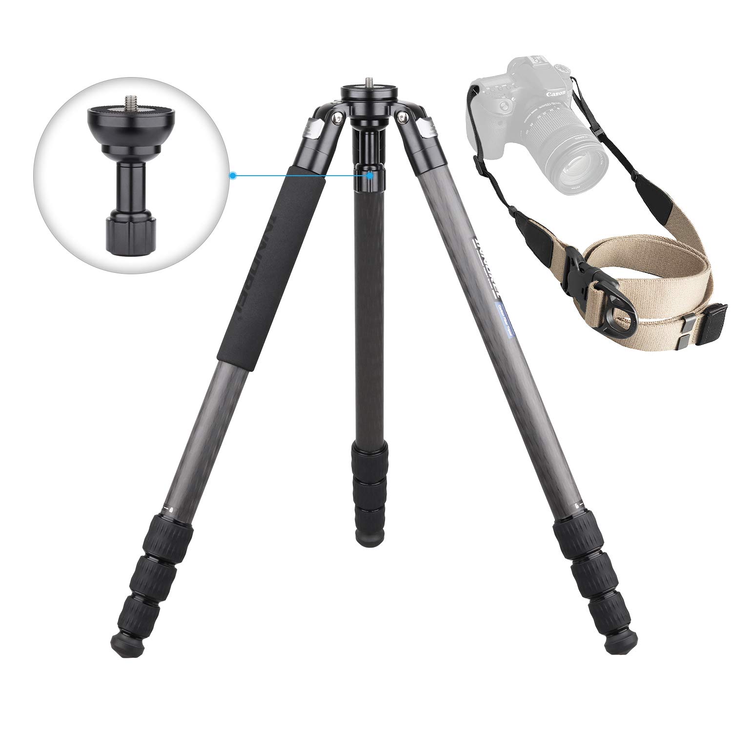 INNOREL ST324CT Carbon Fiber Tripod ，Nut lock Professional Heavy Duty Camera Tripod,Max Tube 32mm Max Load 30kg Working Height 13-158cm with 58mm Bowl Adapter/Bag/Camera Strap