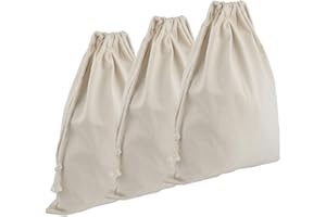 Samjobroad Canvas Coin Money Sacks Bags,3-Pack Canvas Drawstring Bags,Canvas Deposit Change Transit Bags with Double Drawstring -Beige, 12"x15.5" (3)
