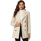 Allegra K Women's Winter Coats Long Sleeve Lapel Mid-thigh Outerwear Double Breasted Pea Coat