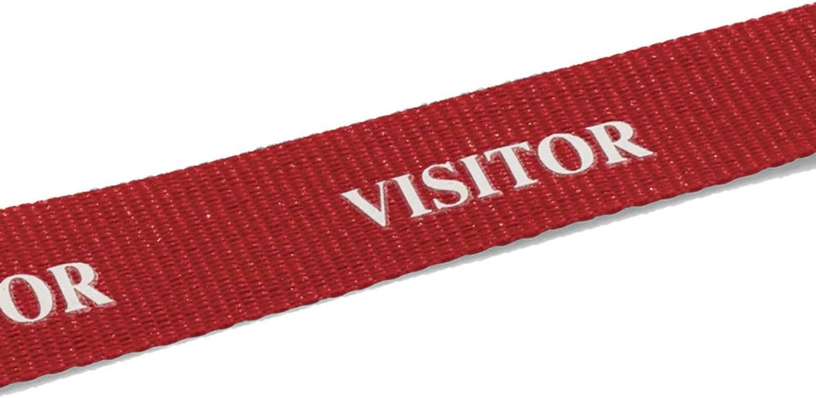 Durable Textile Lanyard Red with "VISITOR" Printed Directly Onto SurFace, 44 x 2 cm - Image 4