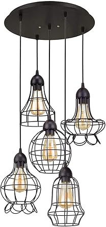 Industrial Chandelier Vintage Wrought Iron Pendant Lights 5 Lights