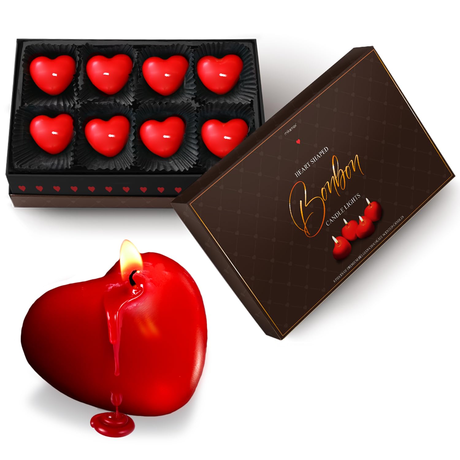 MikaMax Heart Shaped Candy Candle Lights