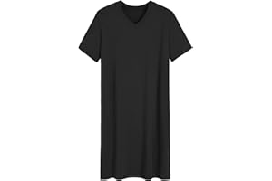 Latuza Men's Viscose Nightshirt Short Sleeves Sleep Shirt