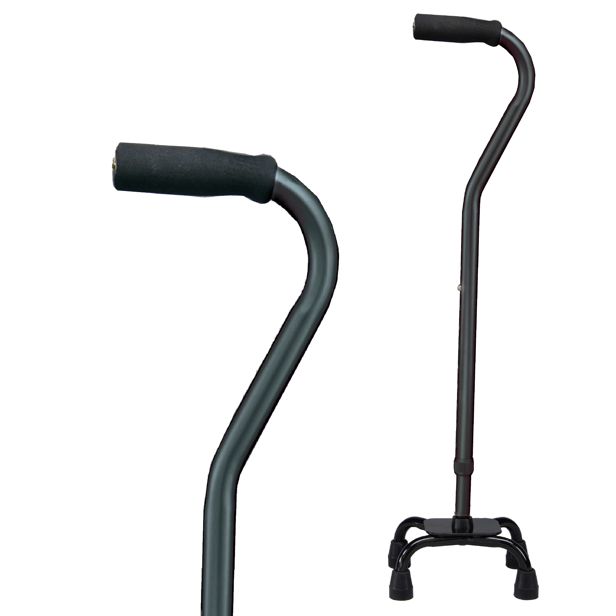 Photo 1 of Carex Quad Cane with Small Base, Heavy Duty Quad Cane with Adjustable Height from 28" to 37", 4-Prong Walking Stick with Small Base, Holds Up to 300 Pounds, Black, Universal For Men and Women, Black