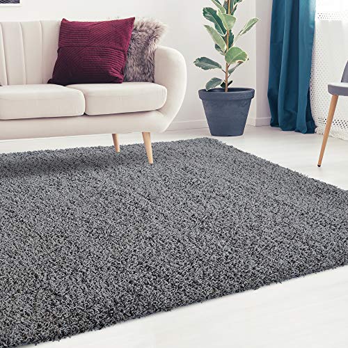 iCustomRug Cozy and Soft Solid Shag Rug 6X9 Charcoal/Dark Grey Ideal to Enhance Your