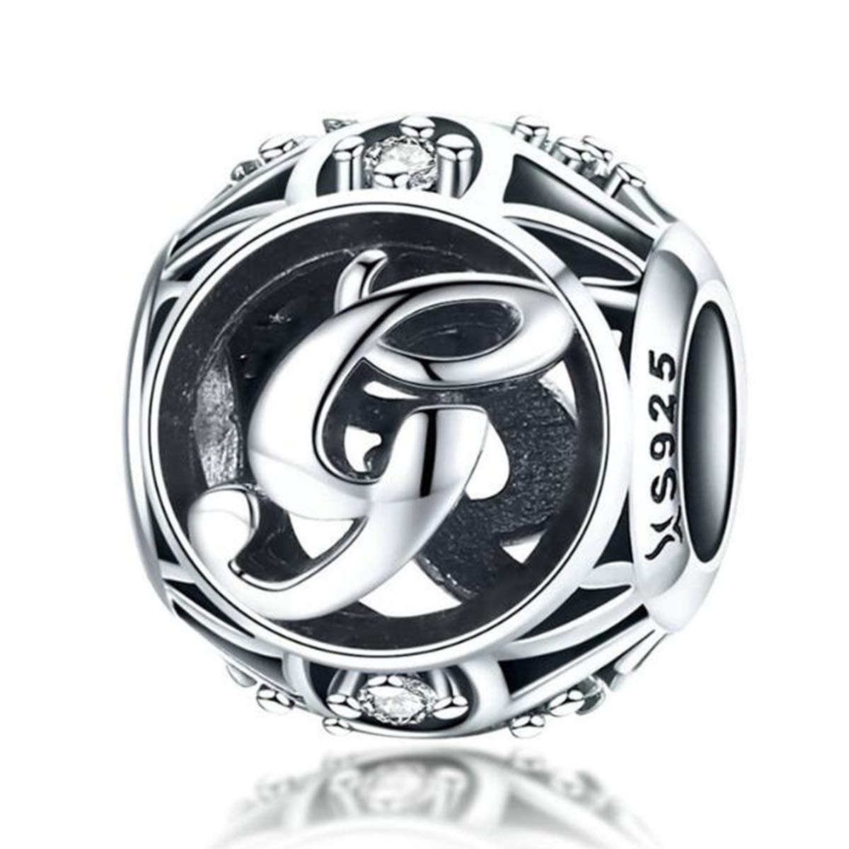 Birthday Charms Genuine 925 Sterling Silver Diy Initial A-Z Charm Alphabet Charms Letter Beads for Pandora Charms Bracelets (Letter G)