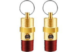 LSTOPGO 2 Pieces 1/4'' Male 150 PSI NPT Air Compressor Pressure Relief Valve Brass Safety Valve Air Compressor Check Valve
