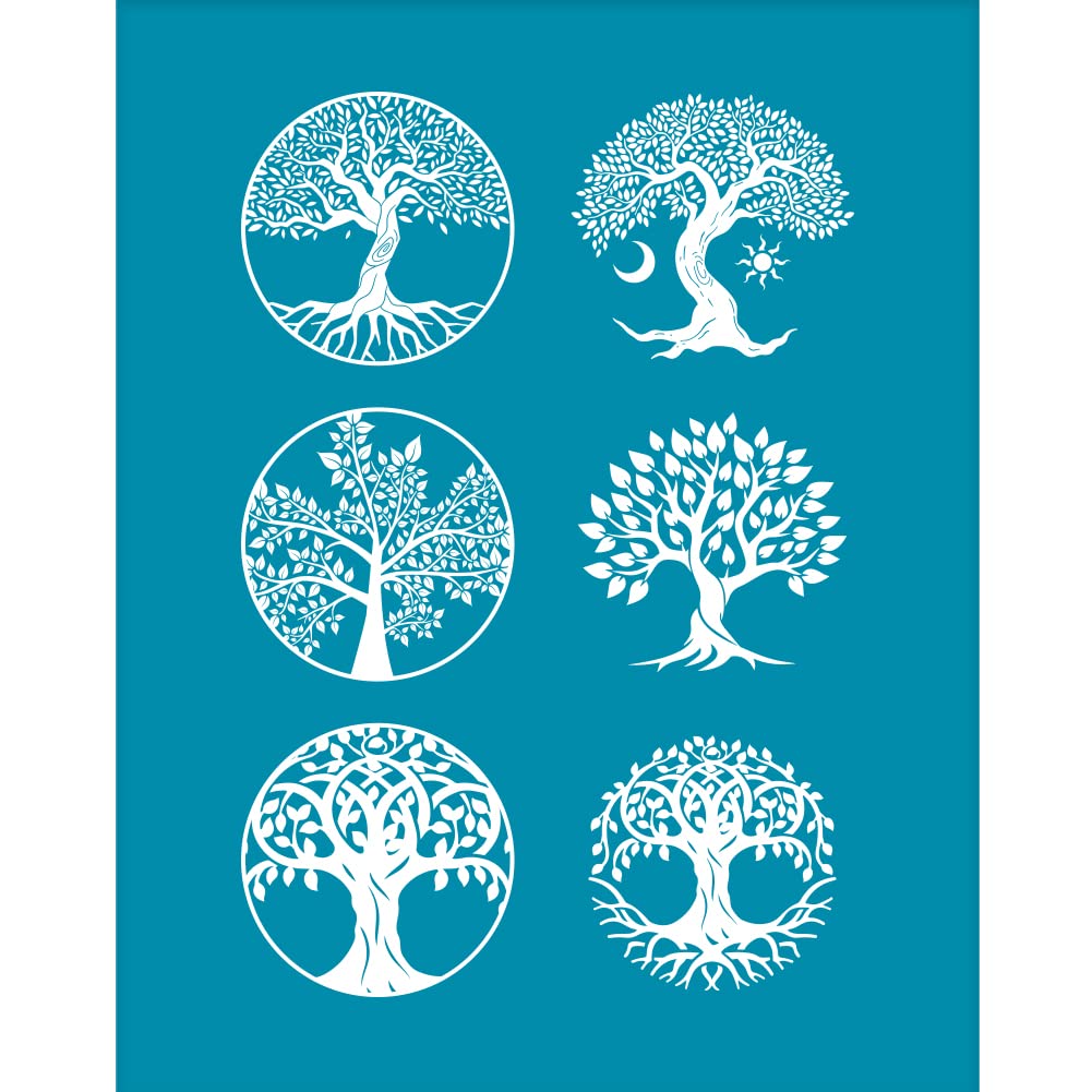 OLYCRAFT 10x12.7cm Tree of Life Pattern Silk Screen Stencils for Polymer Clay, Jewelry Making
