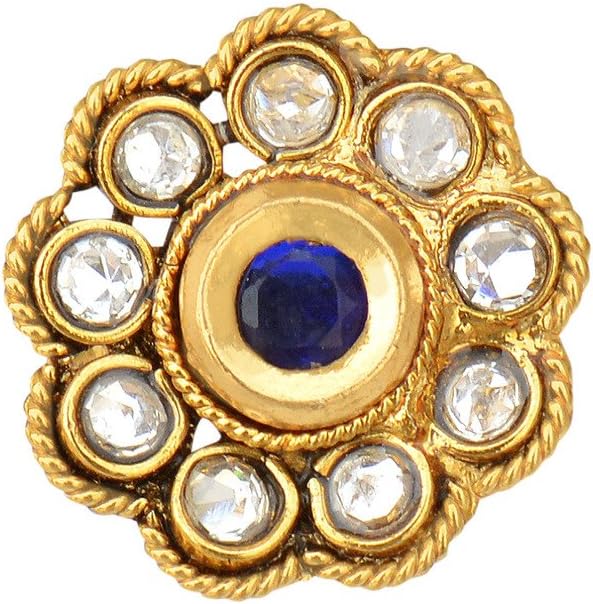 ADIVA Ethnic Tribal Traditional India Artisan Faux polki Stone Toe RingABTO0308BL