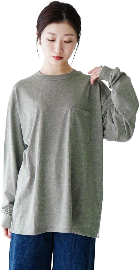 Amazon モクティ Moct ネオン ボーダー ロングスリーブ クルーネック ポケット Tシャツ ロンt 長袖 レディース メンズ 秋冬 Mj1 0411 Tシャツ カットソー 通販