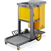Dryser Commercial Janitorial Cleaning Cart on Wheels - Housekeeping Caddy with Key-Locking Cabinet