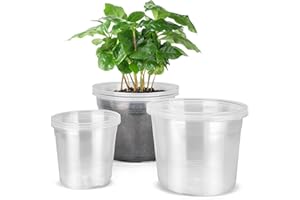 DUNPUTE 6/8/10 Inch Large Clear Nursery Pots with Drainage, 12 Pack Plastic Pots for Plants, Ideal Seedling Pots and Plant Pots for Vegetables, Orchids, Aloe, Indoor Outdoor Use (6 8 10 inch)
