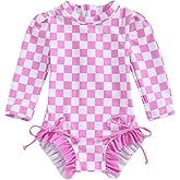 MAYUMMPY Toddler Baby Girls Bikini Beach Swimwear Zipper Swimsuit UPF 50+ Rash Guard One Piece Long Sleeve Bathing Suit