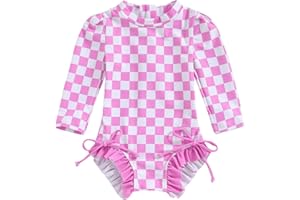 MAYUMMPY Toddler Baby Girls Bikini Beach Swimwear Zipper Swimsuit UPF 50+ Rash Guard One Piece Long Sleeve Bathing Suit