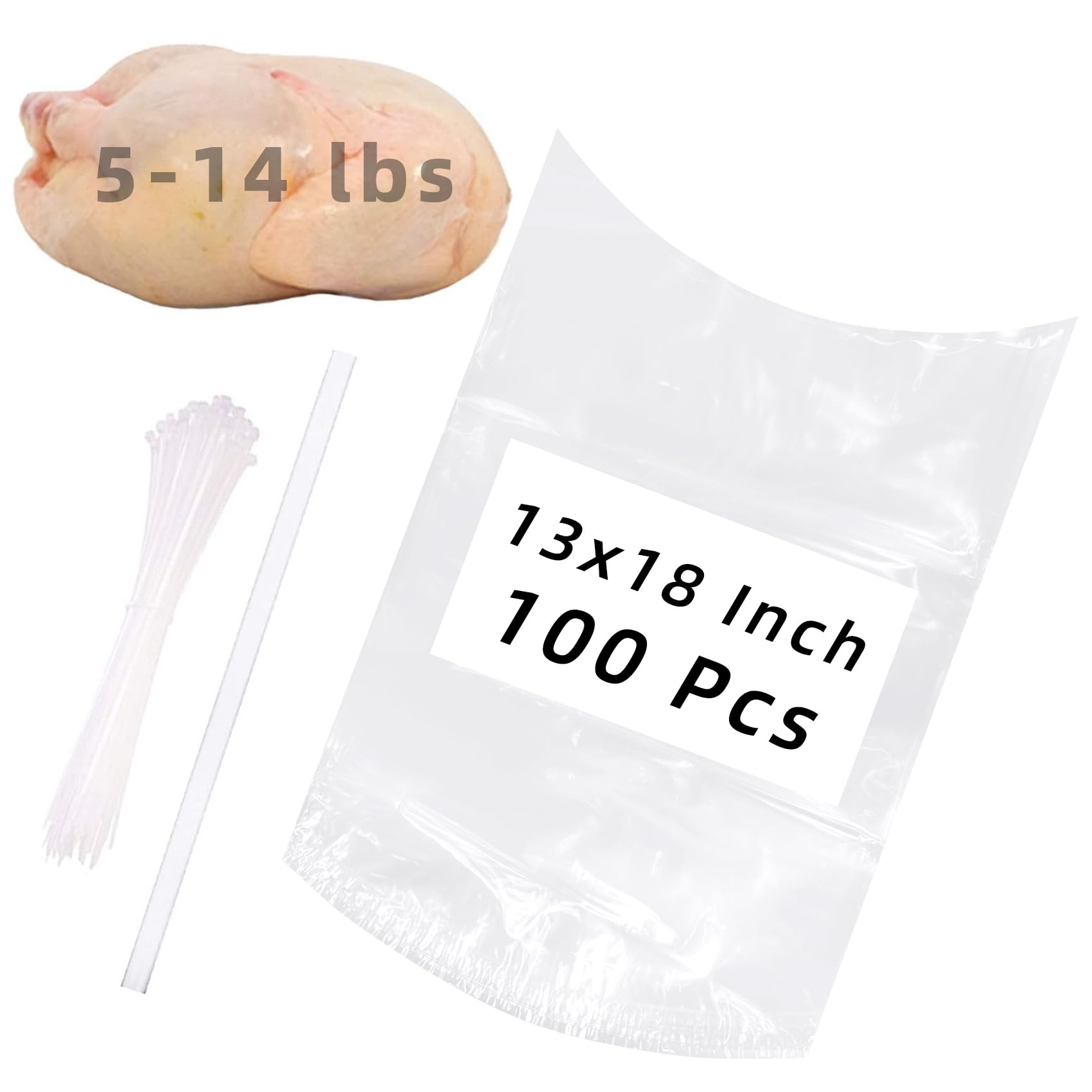Poultry Shrink Bags,100 Pcs 13x18 Chicken Bags Heat Shrink Poultry Bag for Freezer Image