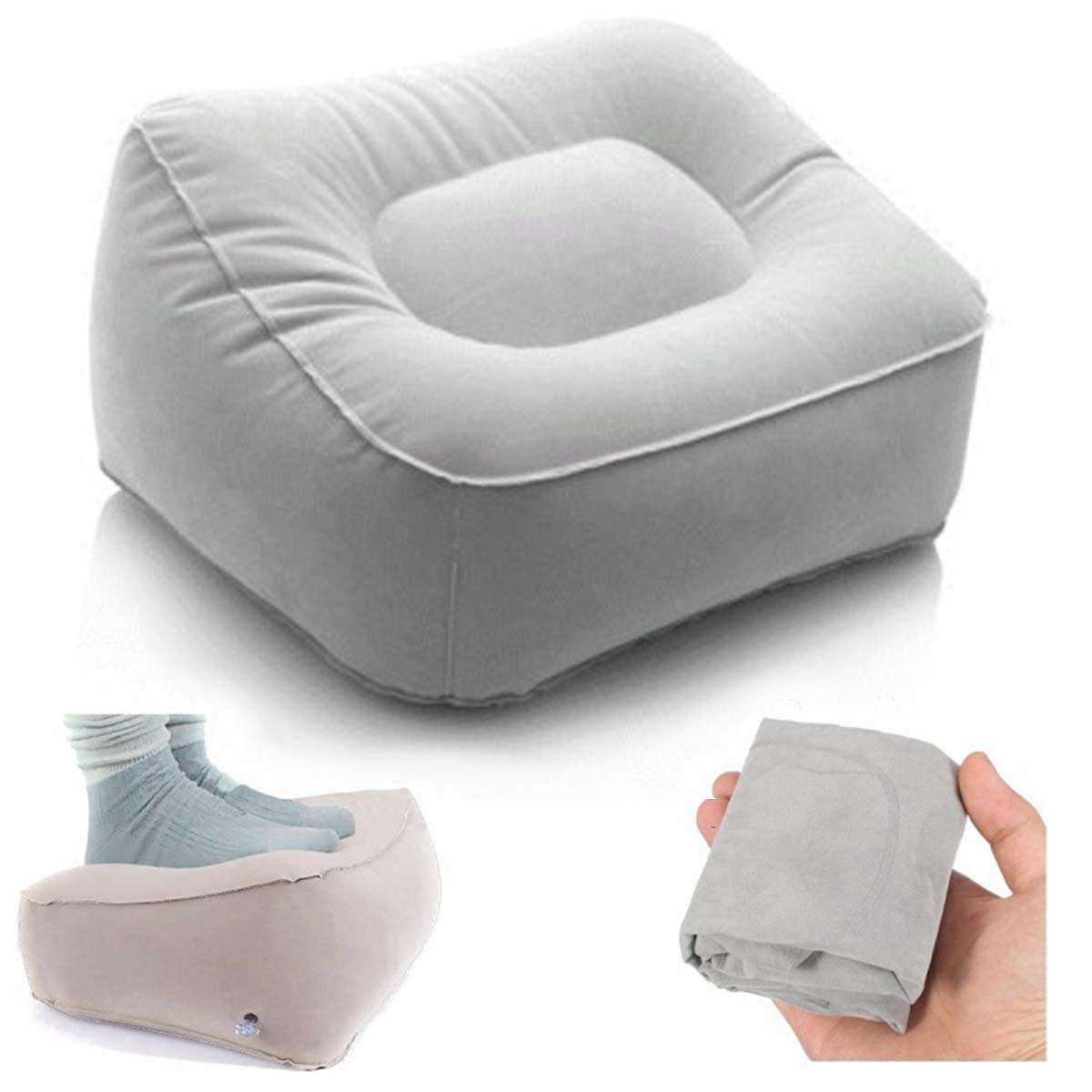 Inflatable Foot Rest Pillow 2 Pack Leg Up Footrest for Travel Office