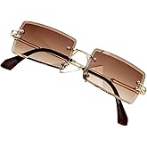 PORADAY Rectangle Sunglasses for Women Men Vintage Rimless Square Sun Glasses Candy Color