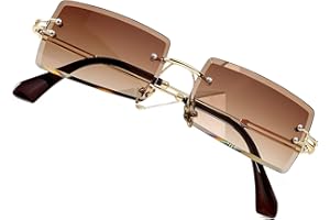 PORADAY Rectangle Sunglasses for Women Men Vintage Rimless Square Sun Glasses Candy Color