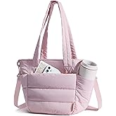 BAGSMART Lunch Bag Women Small Insulated Tote with Lunch Compartment Quilted Lightweight Puffy Tote Bag for Work, Travel, Outdoor, Pink