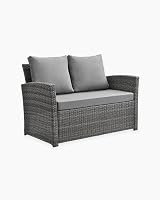 EVRE Roma 4 Seater Rattan Garden Furniture Set Grey with Glass Table view 2