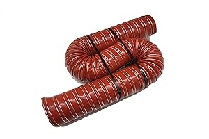 Autobahn88 Automotive SCAT Flex Duct (Silicone-Impregnated Fiberglass, Steel Wire Reinforced), Inner Diameter 51mm (2"), Length 2 Meter (6 Feet) (Red)