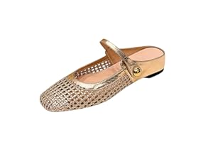 Women's Square Toe Woven Hollow Out Casual Flat Shoes, Woven Square Toe Mary Jane Mules, Soft Retro Closed Toe Shoes Slippers