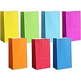 KEYYOOMY Small Bright Color Paper Bags Rainbow Party Favor Bags Party Goodie Bag Paper Lunch Bag (24 CT, 9.4 x 5.1 x 3.1 In)