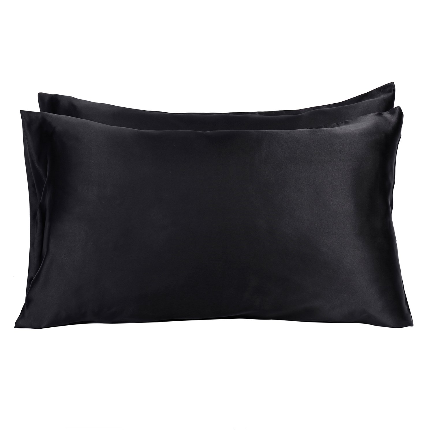 MOVEONSTEP Pillow Cases 2 Pack Housewife Bedroom Pillow Covers Plain Silky-soft Brushed Microfiber Pillowcases Queen Size 75 * 50cm (Black)