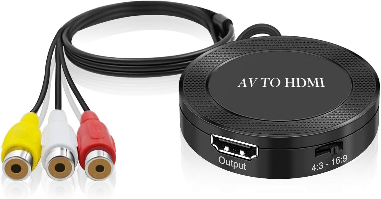 RCA to HDMI Converter, Composite to HDMI Adapter Support 1080P, PAL/NTSC Compatible with WII