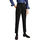 CHOKMAR Men's Gurkha Naples Italian Old Money Style Corduroy No Need to tie a Belt High Waisted Dress Pants