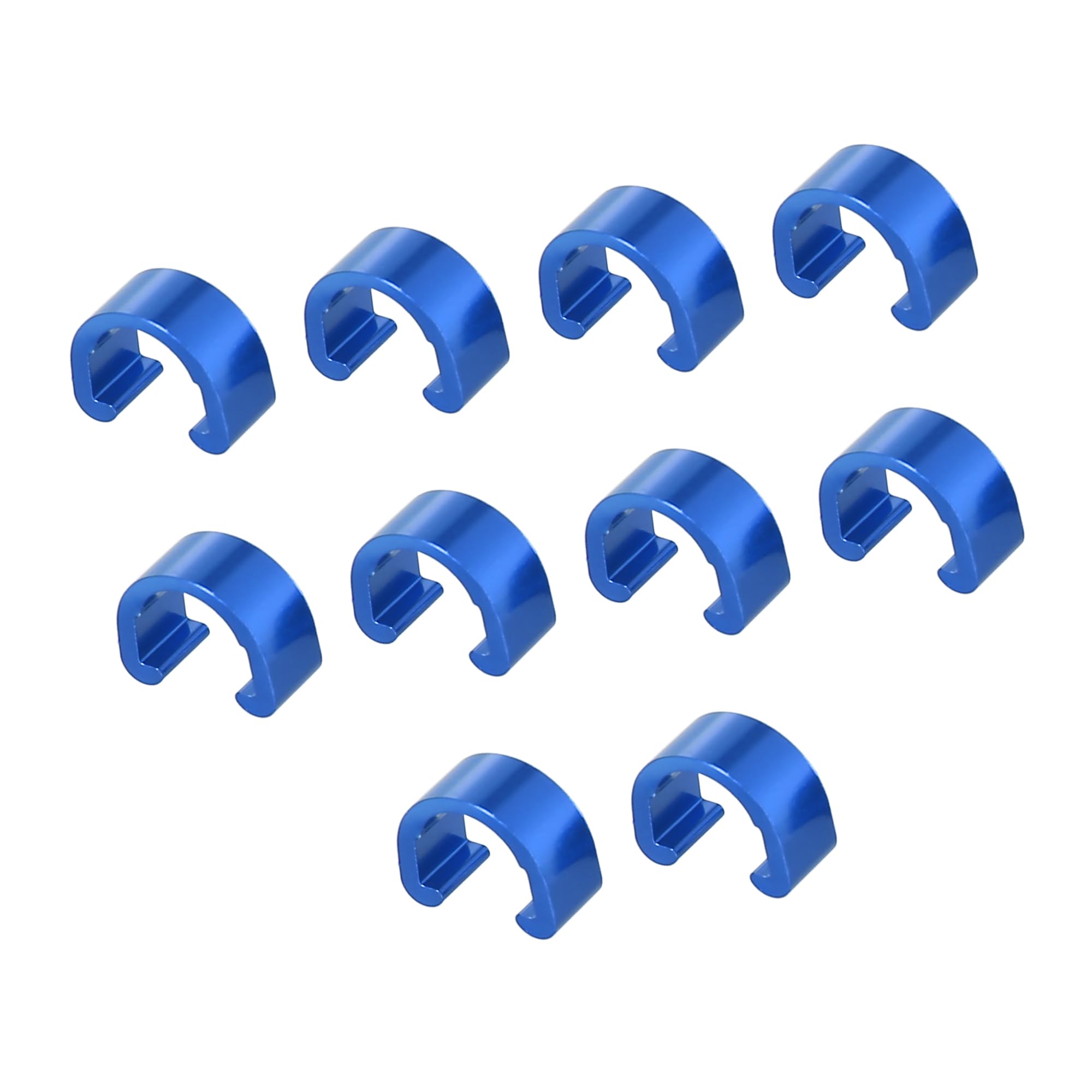 A ABSOPRO Bike Brake Cable Clip Clamp Aluminium Alloy Blue (Set of 10)