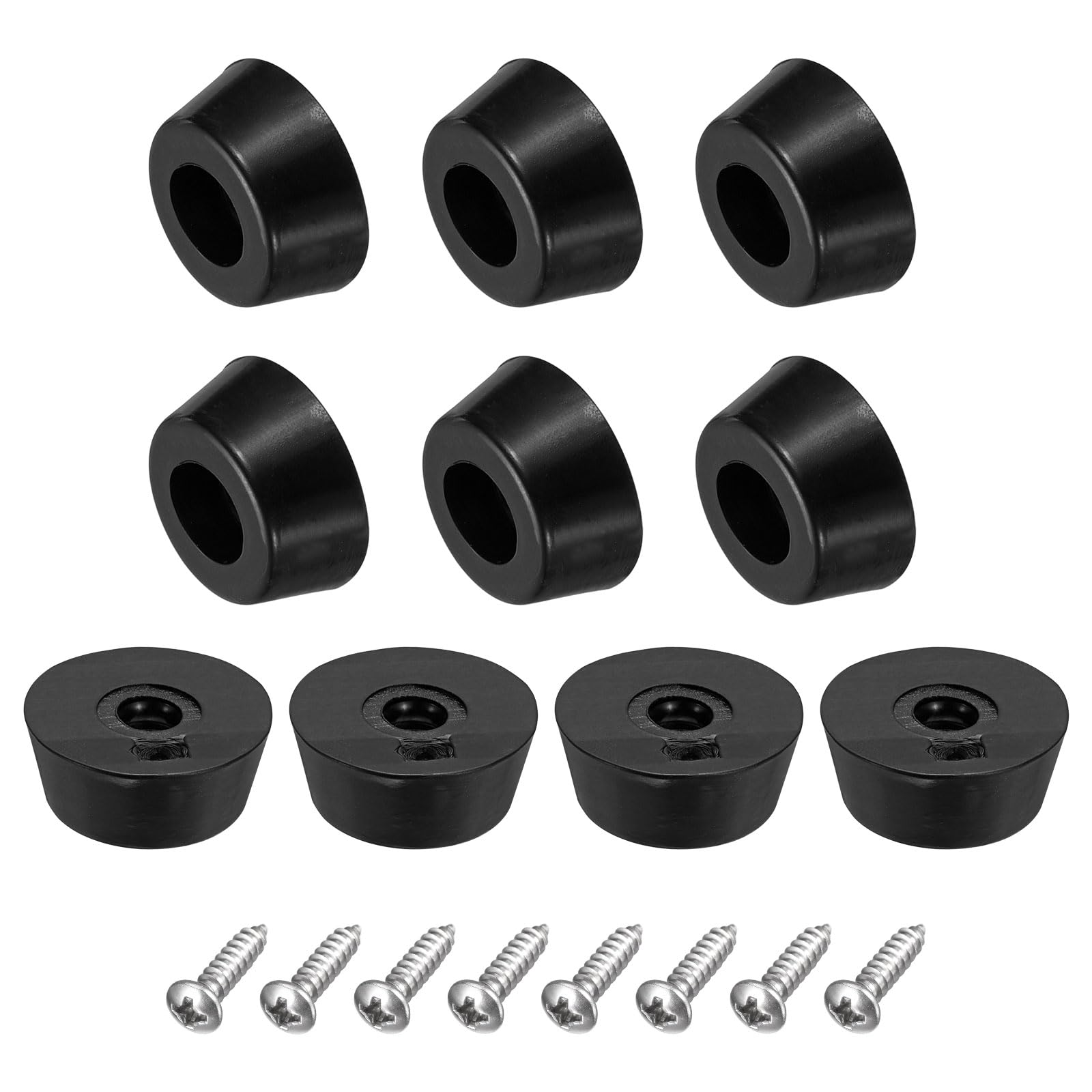 uxcell 10Pcs Rubber Bumper Feet, 0.31" H x 0.79" W Round Pads with Stainless Steel Washer and Screws for Furniture, Appliances, Electronics