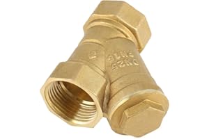 VIKYE Brass Strainer, 1" BSPP Female Thread Y Shaped Brass Strainer Filter Valve Connector for Water Oil Separation, 0-150 Working Temperature