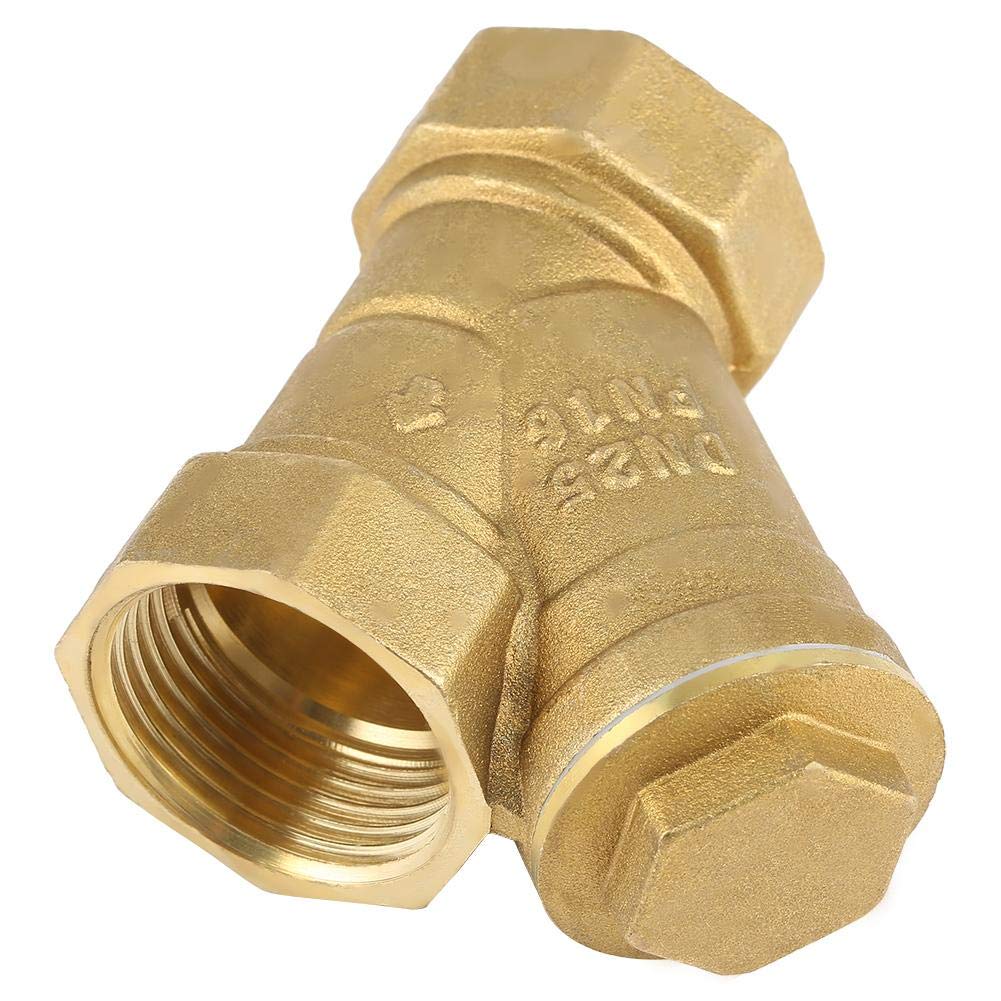 Akozon Brass Strainer, 1inch BSP Female Thread Y Shaped Strainer Brass Strainer Filter Valve Connector for Water Oil Separation