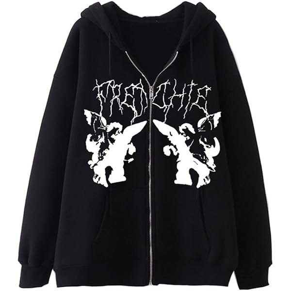 Amazon.com: Women Men Y2K Zip Up Oversized Hoodie Gothic
