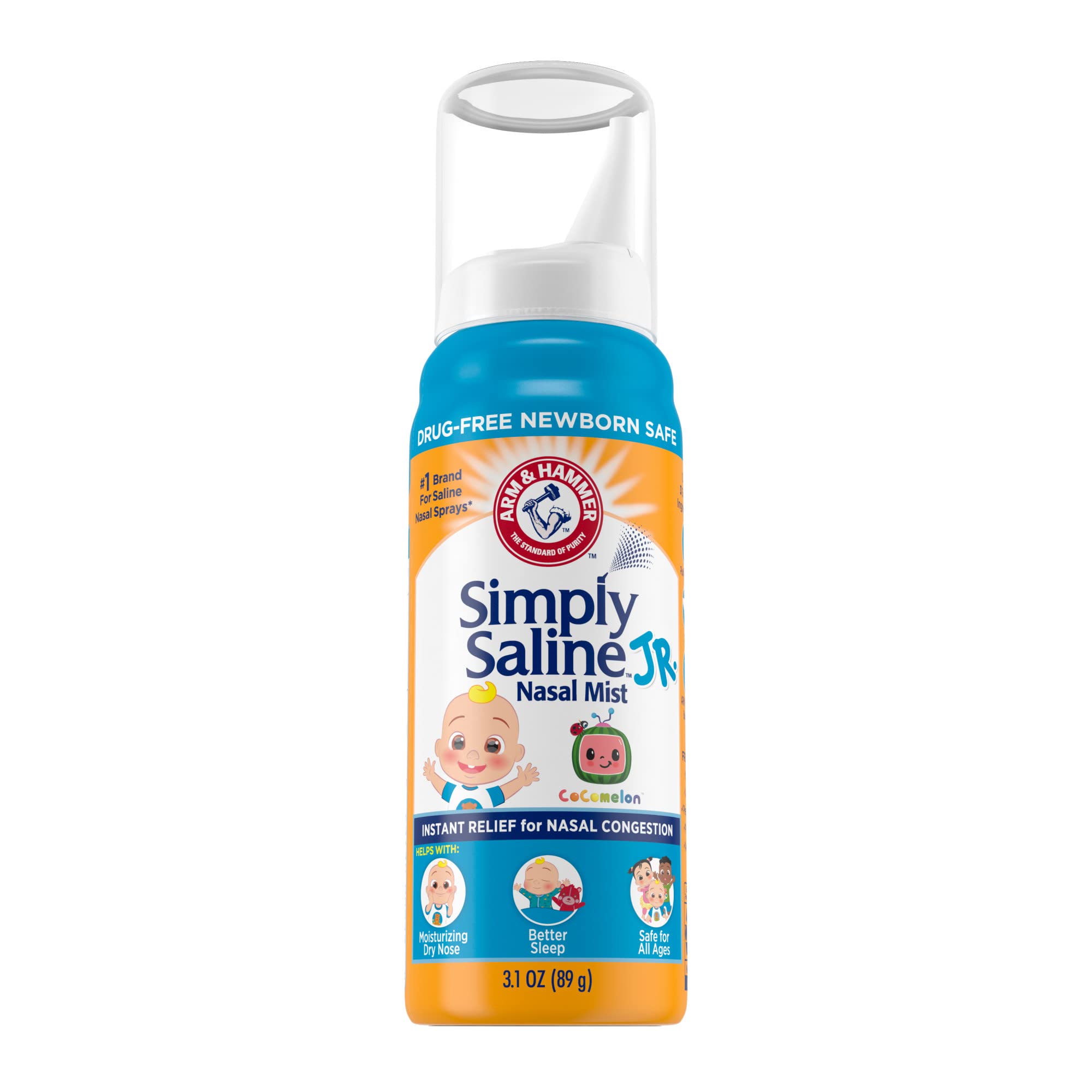 ARM & HAMMER Simply Saline Kids Nasal Mist, Saline Spray for Gentle Nasal Congestion Relief, 3.1 Oz