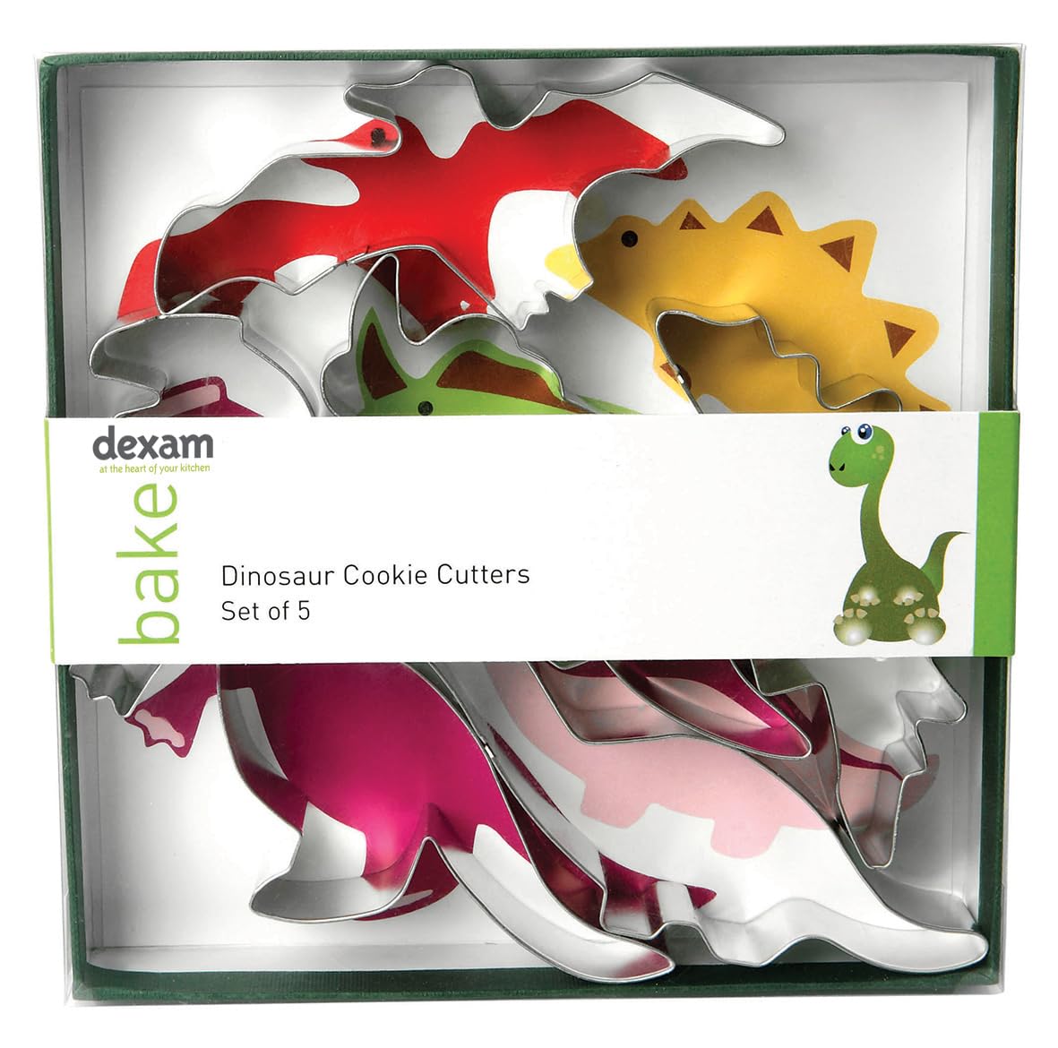 Dexam 17848905 Dinosaur cookie cutter set, set of 5 , Silver