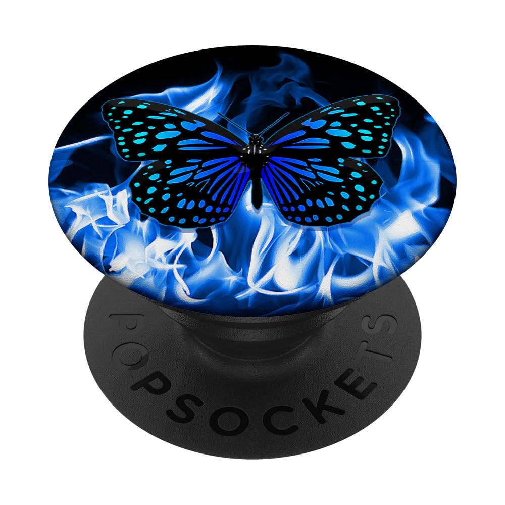 Blue Flame Butterfly PopSocket Fire Pop Socket Butterfly PopSockets Adhesive PopGrip
