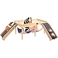 BESNEW Enlarged Guinea Pig Hammock with Platform and Stairs,Wooden Foldable Piggies Hideout for Guinea Pigs Bunny Ferret Hamster Hiding Sleeping Activities 24L x 12W x 11H in（Double）