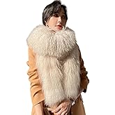 XUYUZUAU Women Real Mongolian Lamb Hair Scarf Winter Warm Wrap