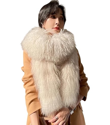 Youlander Fur MY-21 Women's Winter Warm Big Fluffy Scarf With Real
