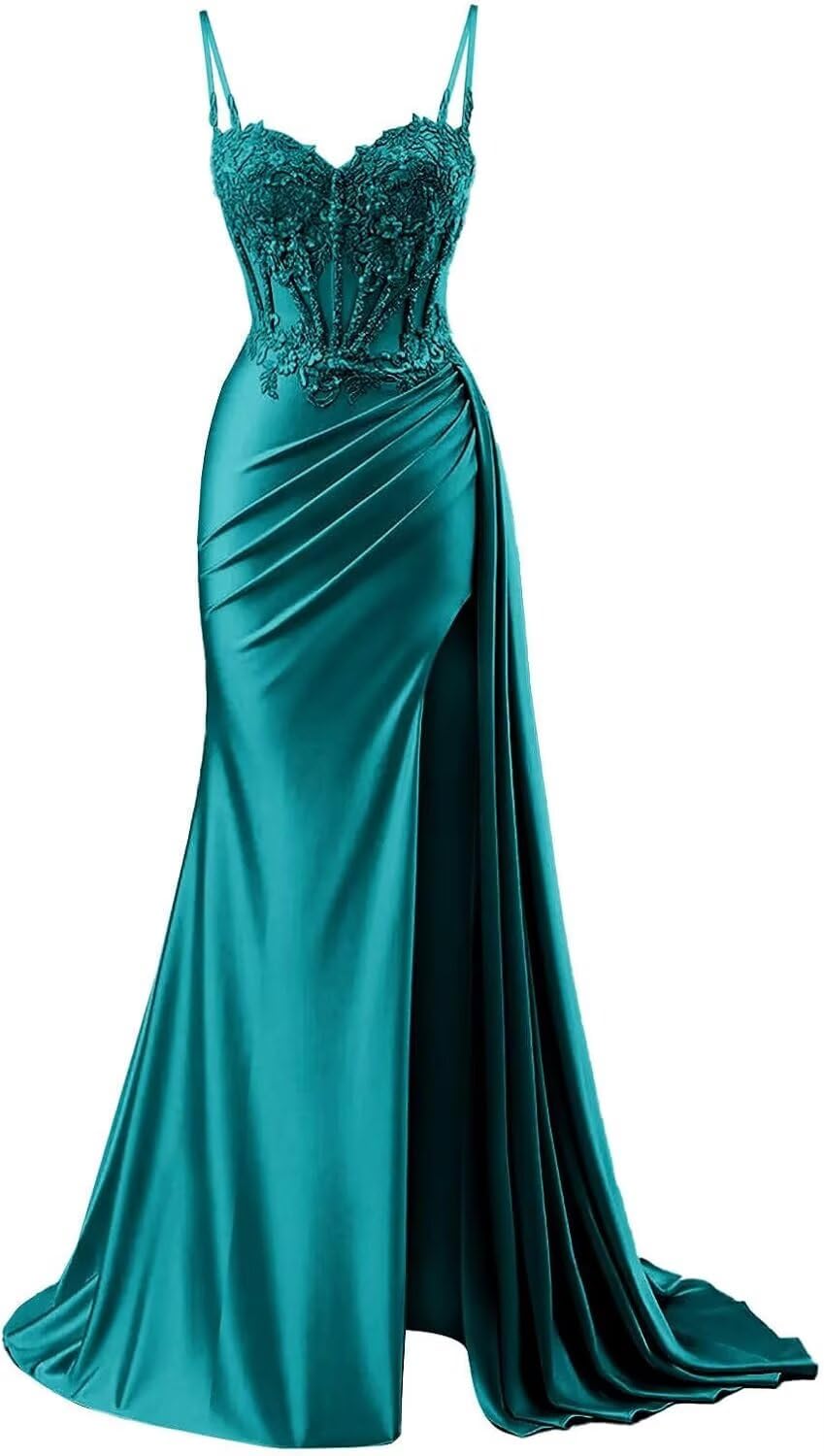 INEWER Elegant Peacock Lace Prom Ball Gown Dresses