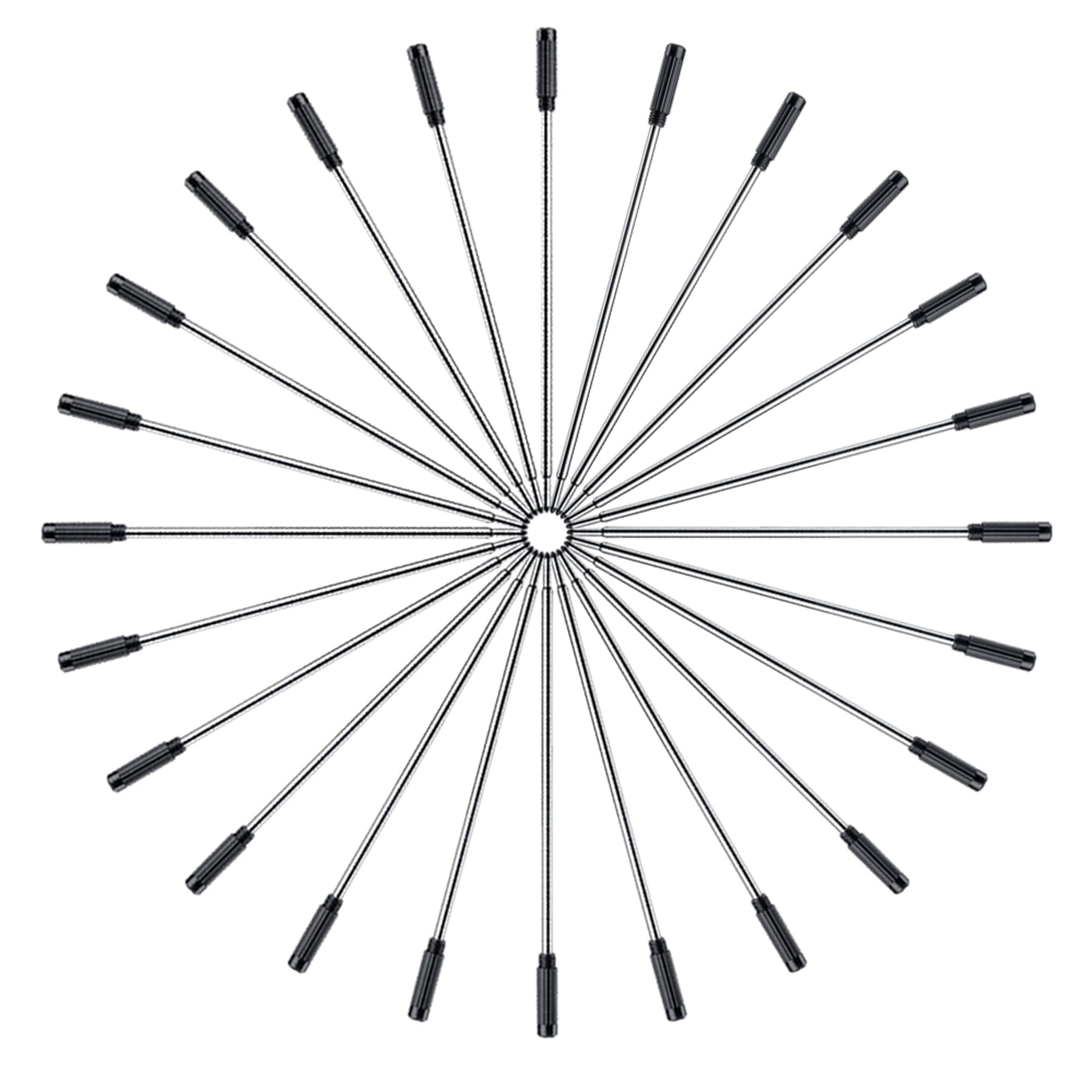 HeTaoCat Black Ink Refill Pack of 5, Replaceable Ballpoint Pen Refills, Medium Point Metal Refill (Black)